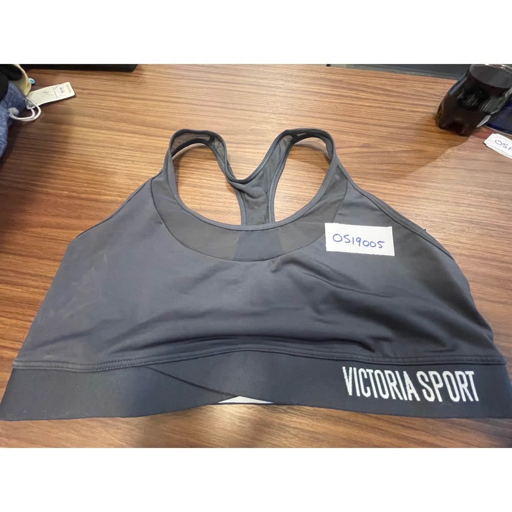 Victoria Sport Racerback Sports Bra Gray Mesh Logo XL B90 C90 D90